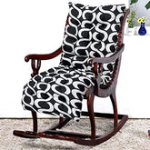 Kuber Industries Geometric Seamless Pattern Microfiber Back & Seat Cushion for Indoor/Outdoor, 18 * 46 Inch (Black), Standard, (49KM0293)